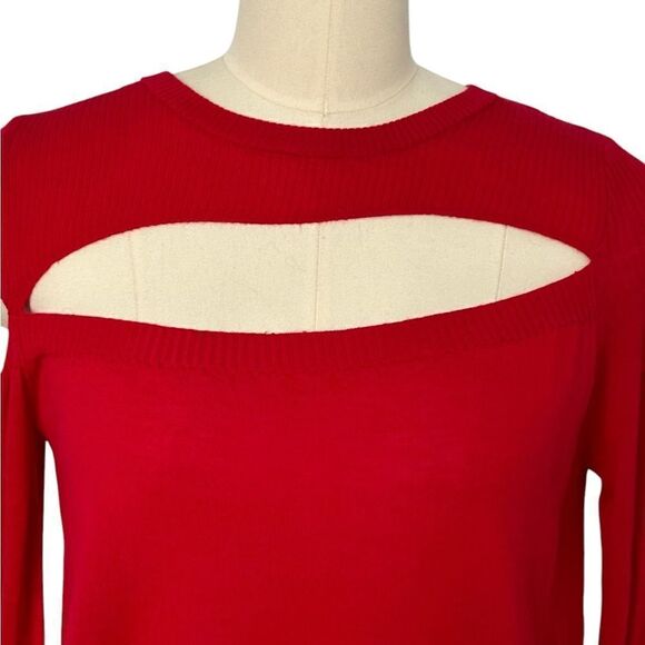 Michelle Mason Red Merino Wool Asymmetrical Cut Out Sweater | Size S - Picture 6 of 10
